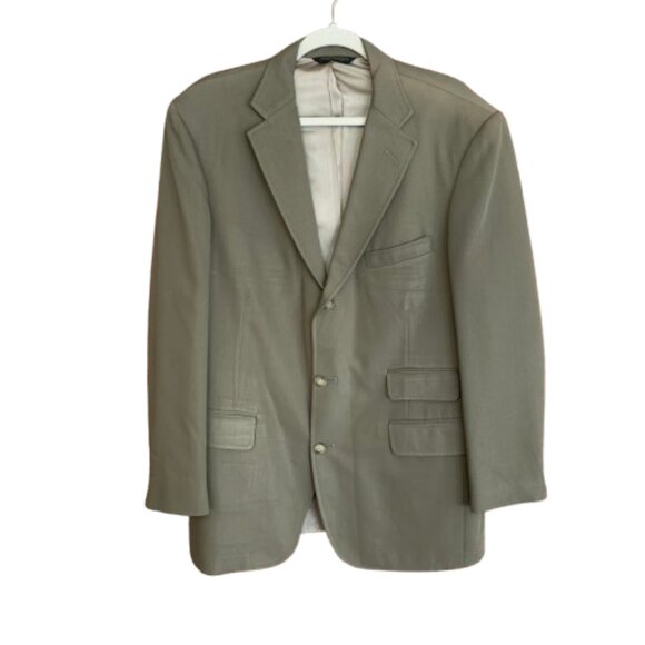 Vintage Orvis Tan Khaki Men's USA 42R 42 Regular Lined Blazer Jacket GUC - Picture 1 of 16